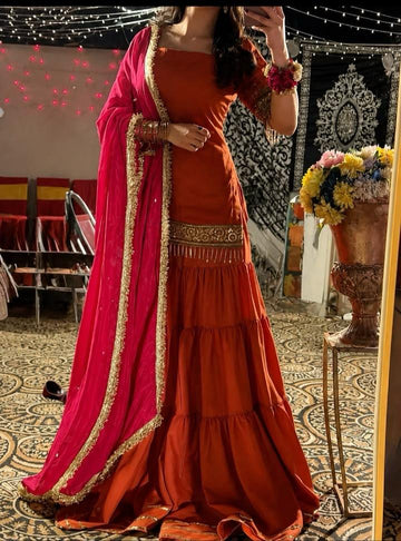 What Should You Wear to a Mehndi? Is a Rust Orange Gharara Suit a Good Choice?