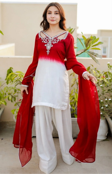 Dye Farshi  white shalwar kameez design for ladies
