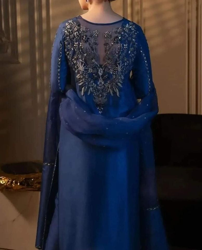 Royal Blue Long Maxi Formal Party Wear Dresses Pakistan- Styled by Merram