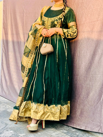 Elegant Bottle Green Dress for Formal and Party Wear