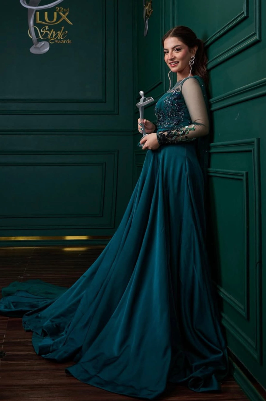 Raw Silk sea-green Long frock designs for girls - Styled By Merram