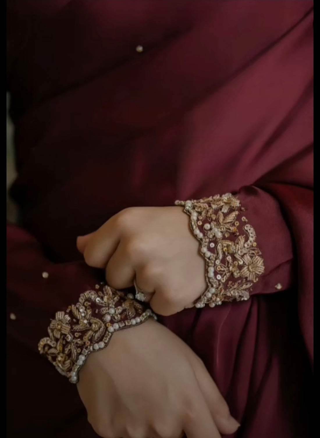 Mehroon saree - Styled by Merram