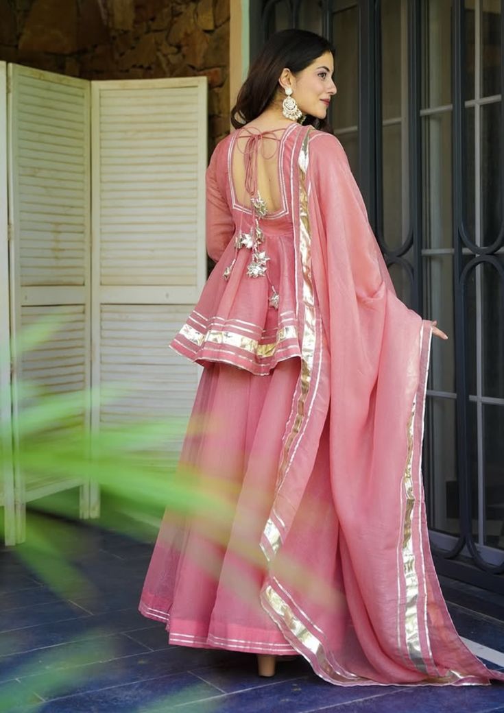 Anarkali Sharara set with gotta lace