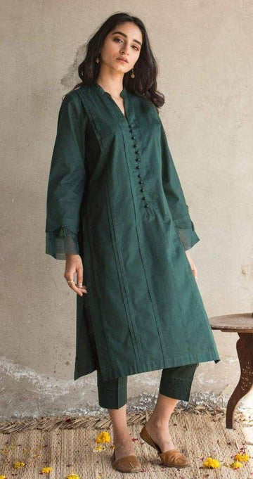 Azadi Forest Green Lawn Suit