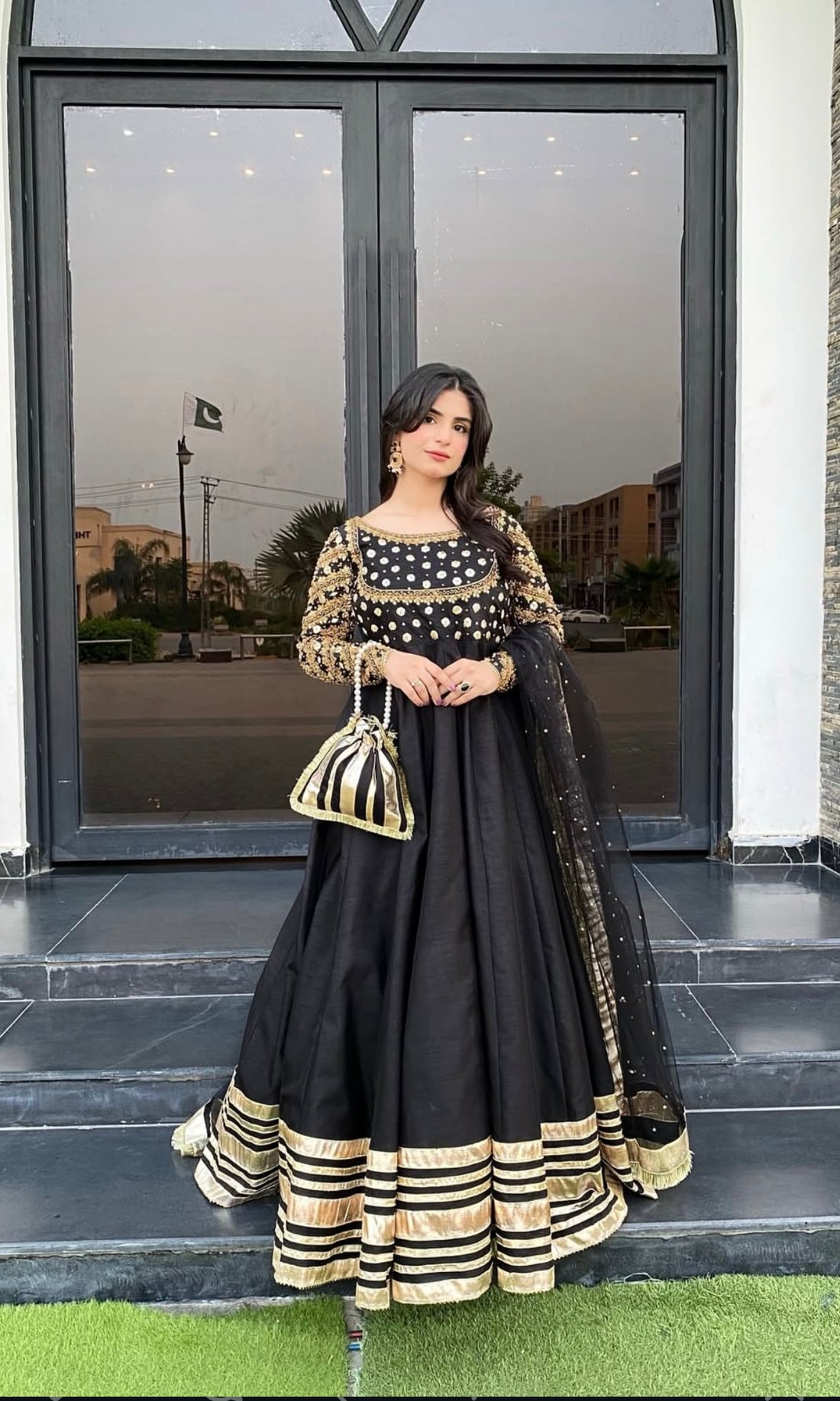 Buy Pakistani black maxi Dress for women