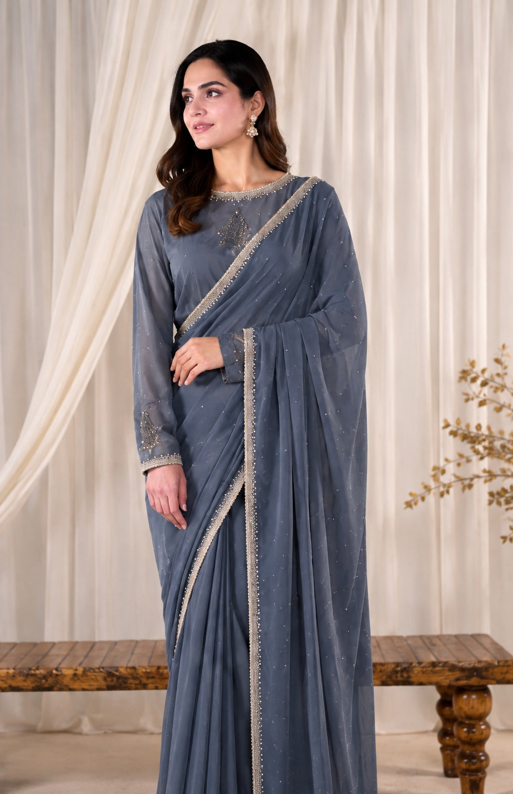 Buy Grey Chiffon Sarees Online for Elegant Occasions