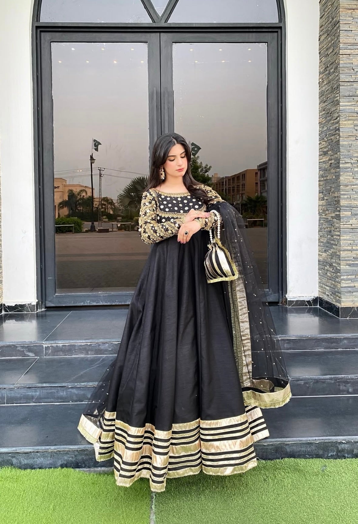 Buy Pakistani black maxi Dress for women