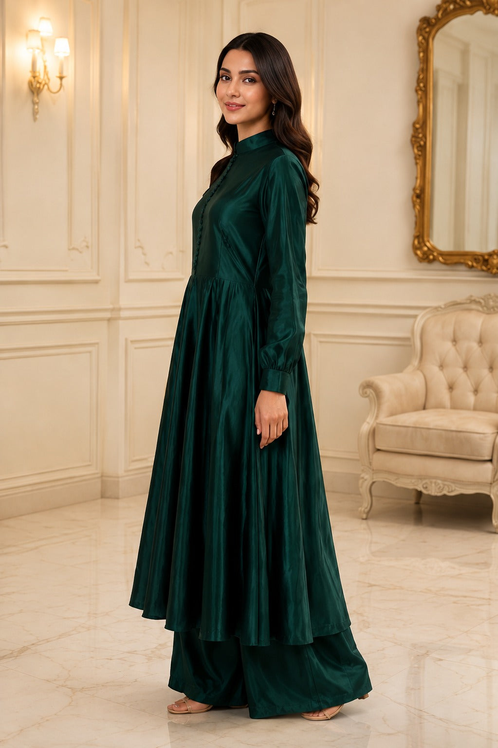 Elegant Green Anarkali Frock for Women – Stylish Look