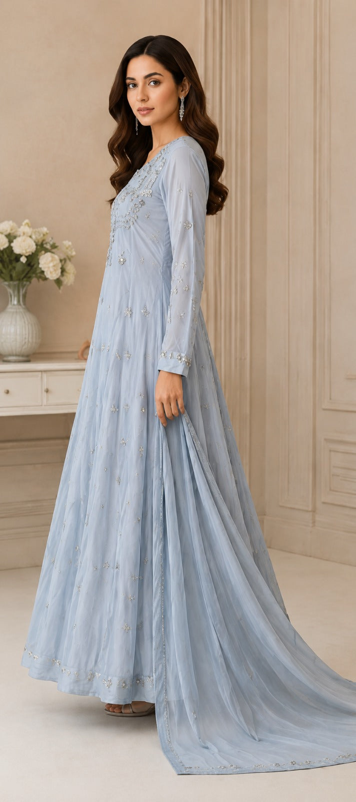 Elegant Grey Wedding Dress with Modern Charm