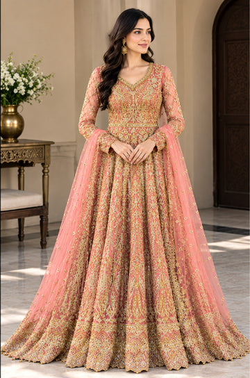Elegant Peach Maxi Design Dresses for Women