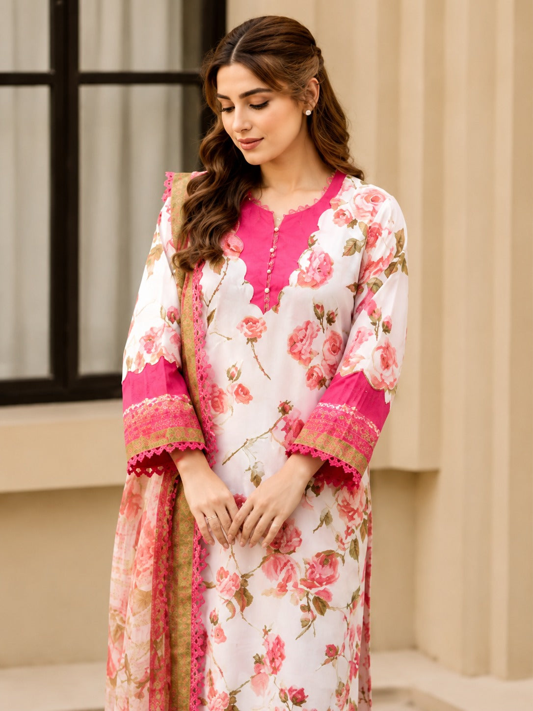 Elegant Pink and White Dress for Women – Stylish Look