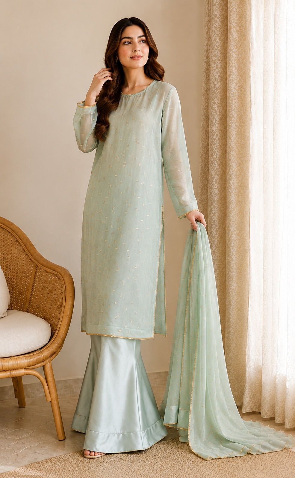Elegant & Stylish Pistachio Color Dress for Women