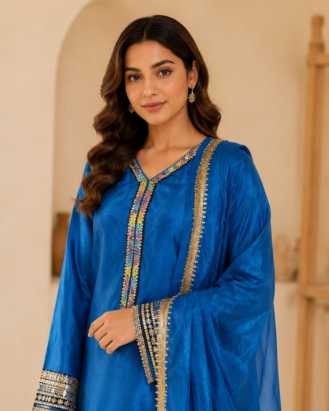 Elegant Teal Blue Dress for Women – Stylish Look