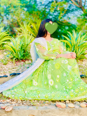 Green floral frock