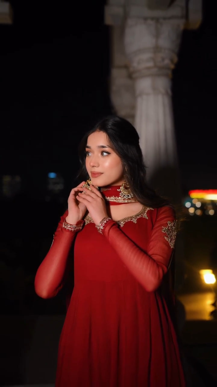 Buy Red Colour Long Frocks Online for Elegant Looks