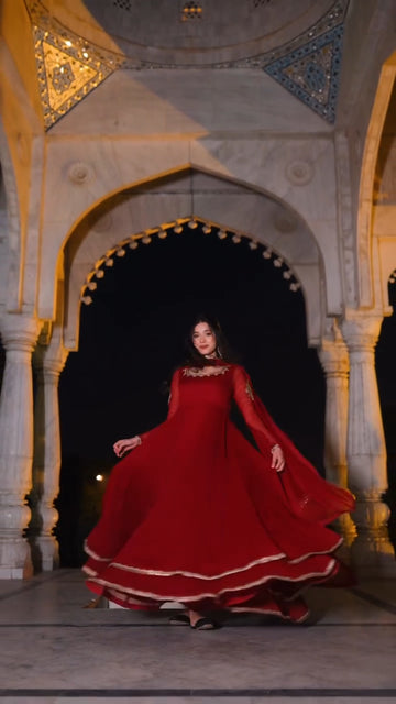 Buy Red Colour Long Frocks Online for Elegant Looks