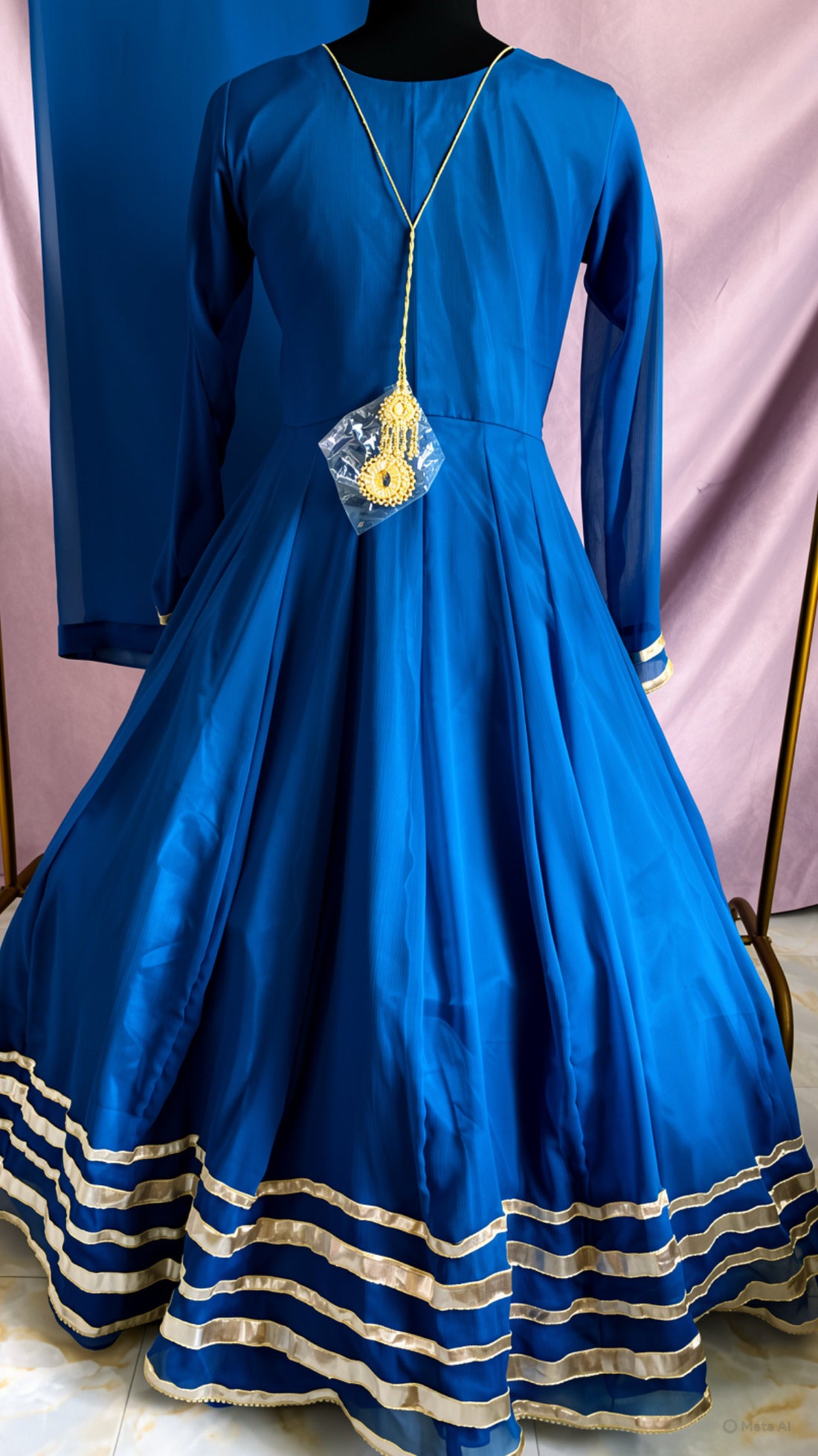Blue Anarkali frock for girls and women