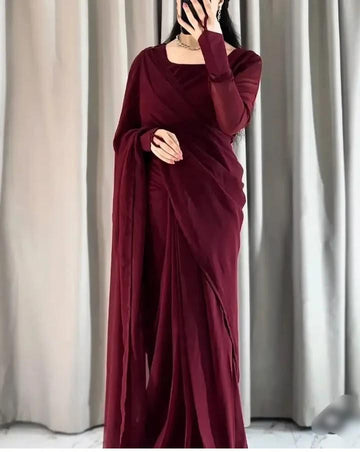 Maroon Chiffon Party Wear Saree