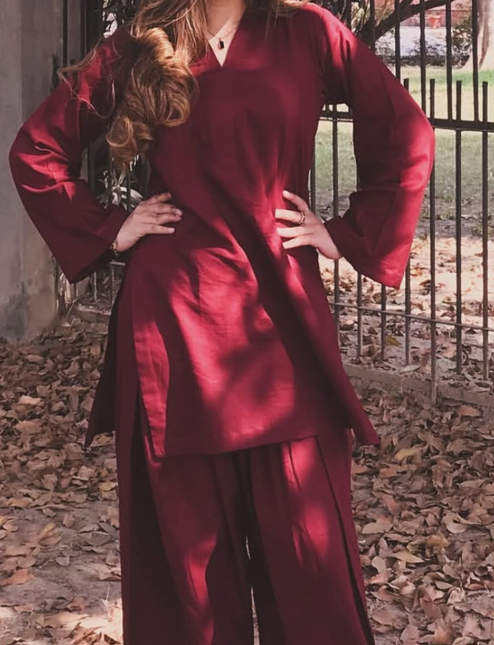 Maroon Farshi shalwar set