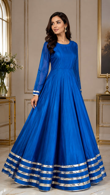 Blue Anarkali frock for girls and women