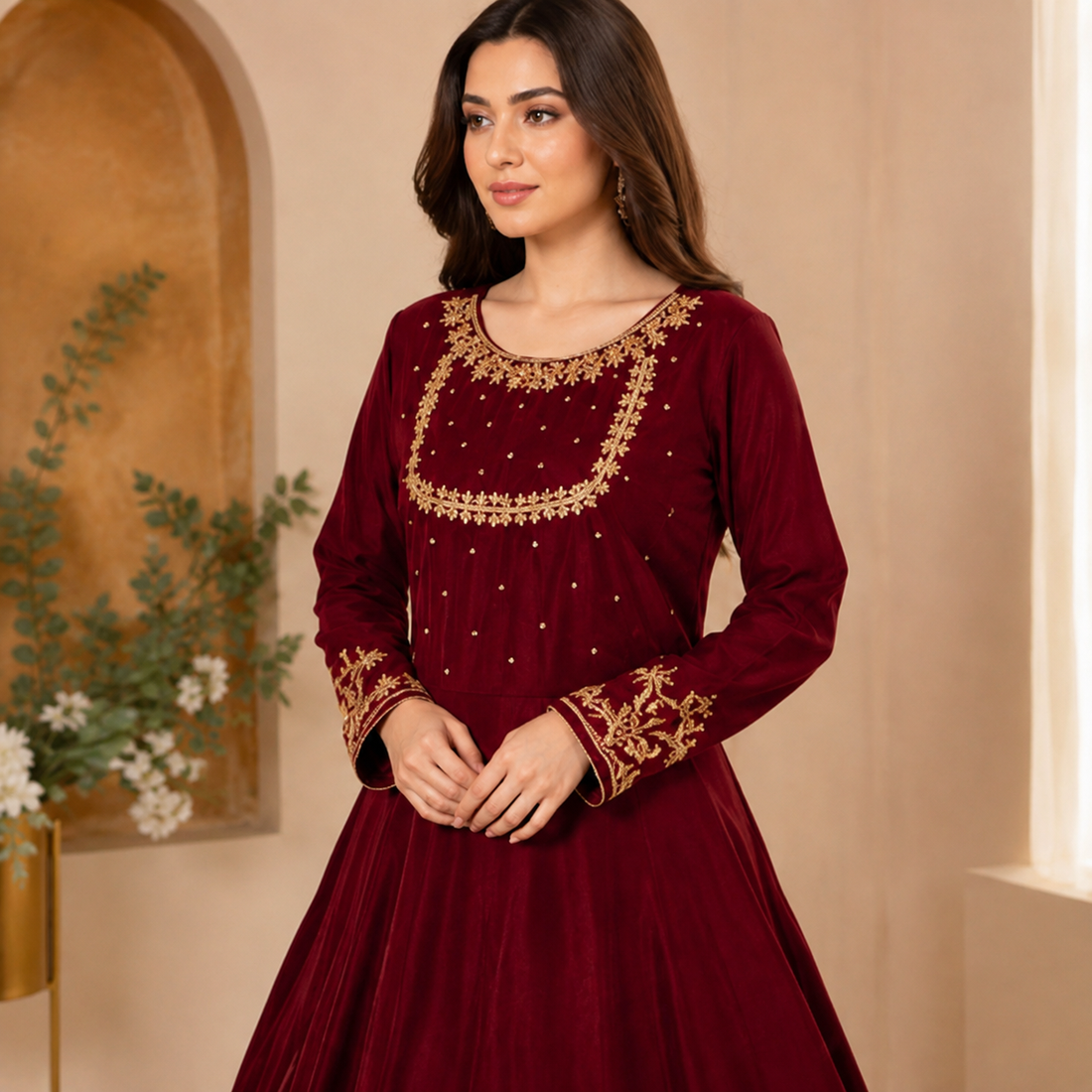 Stylish Velvet Frock for Ladies – Party Wear Outfit