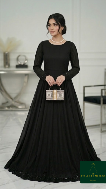 Trendy Black anarakali frock for girls and kids